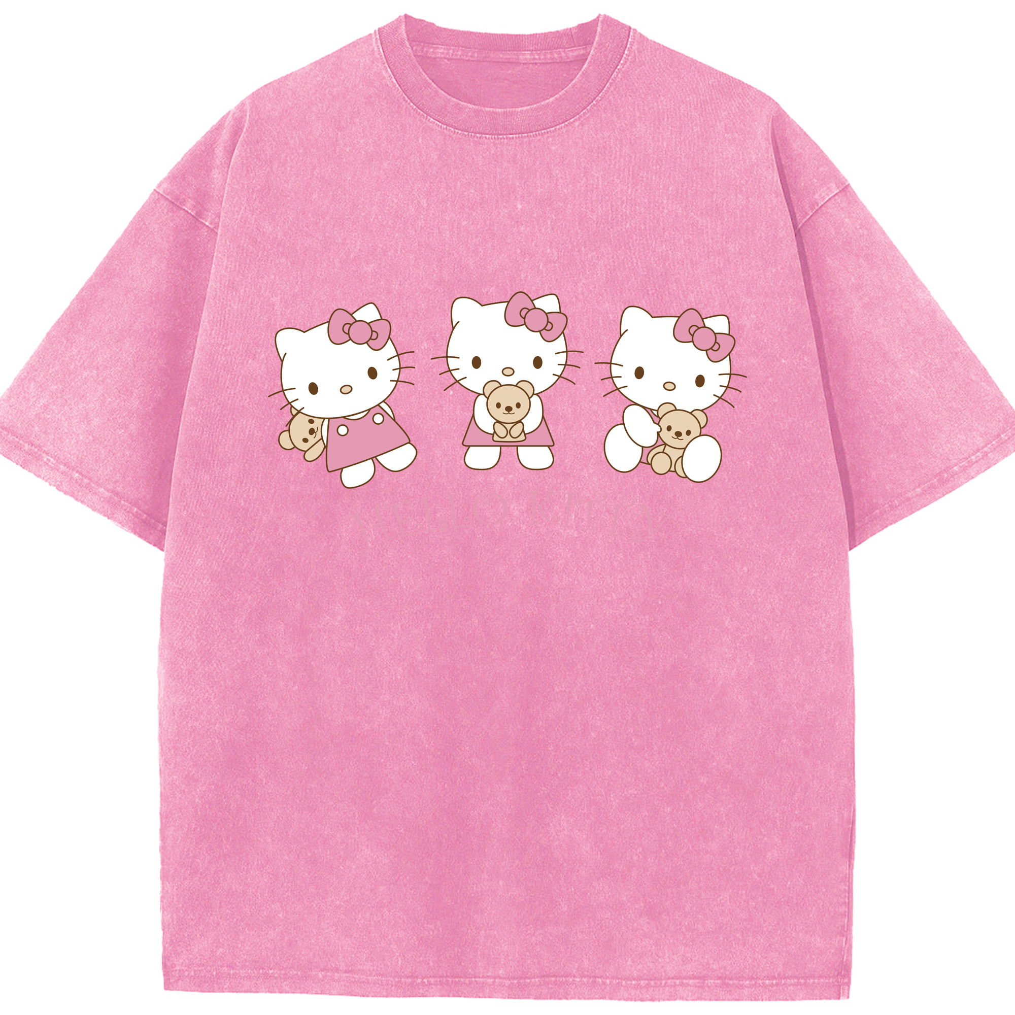 （画像用） Hello Kitty ハローキティ 綿100% ヴィンテージ風 半袖Tシャツ（フロントプリント）